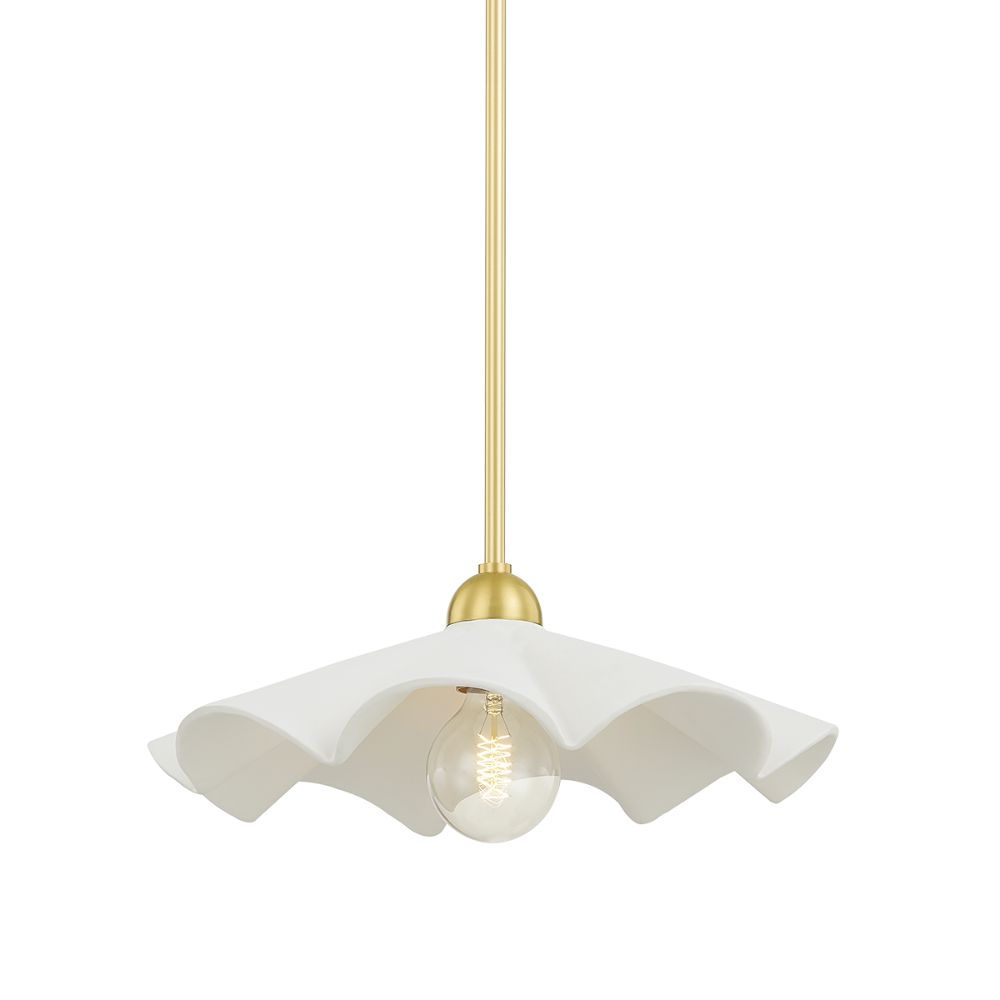 Mitzi by Hudson Valley Lighting H712701-AGB/CTW 1 Light Pendant in Aged Brass