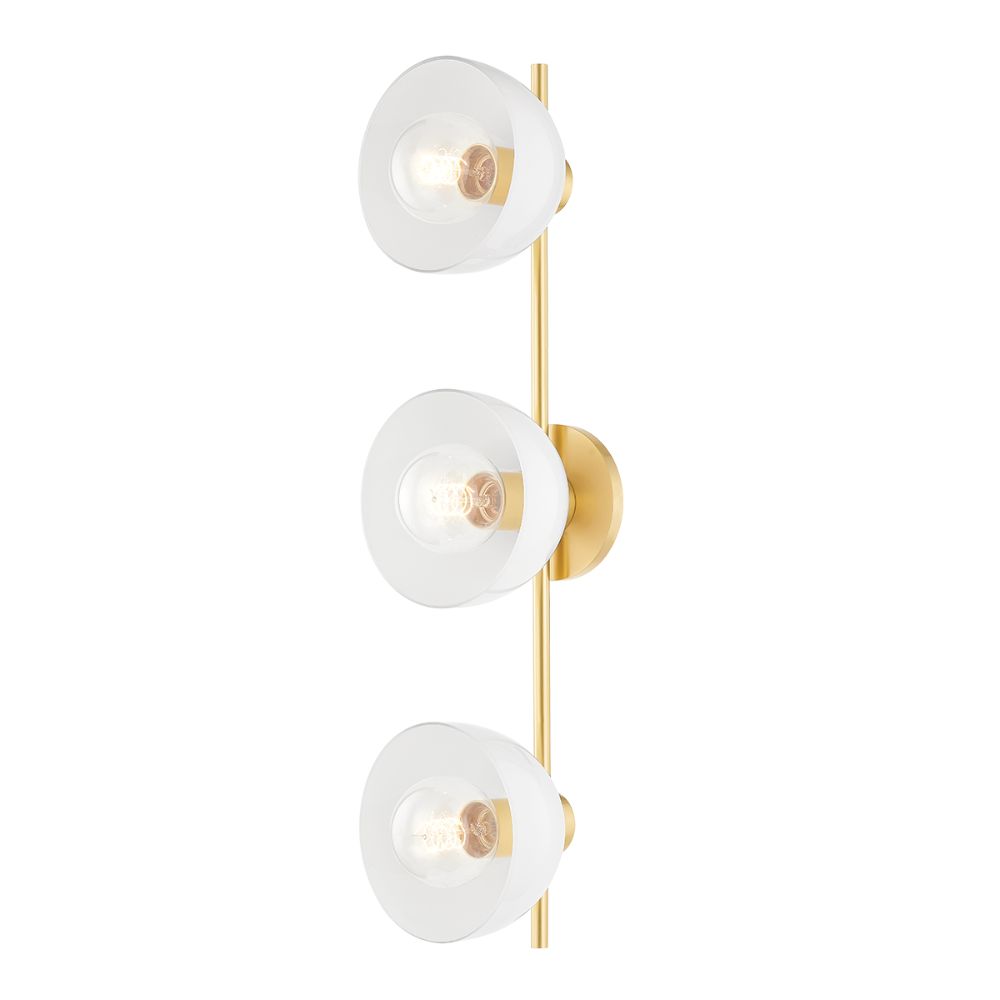 Mitzi H724303-AGB Belle 3 Light Bath Sconce in Aged Brass