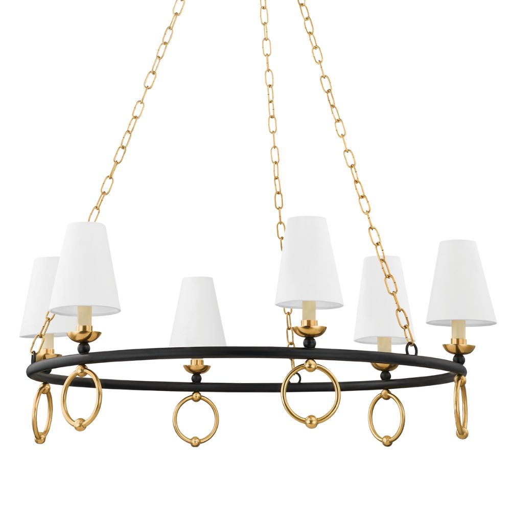 Mitzi by Hudson Valley H757806-AGB/TBK 6 Light Chandelier in Aged Brass