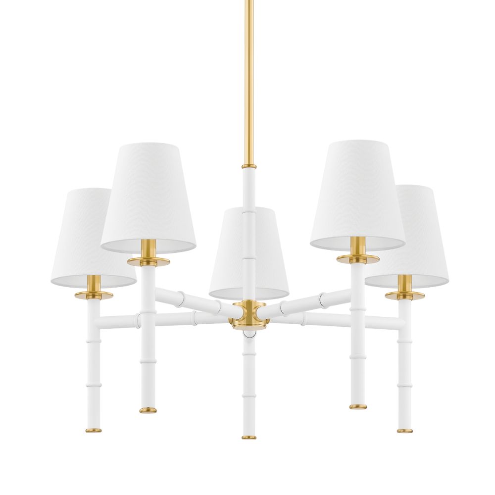 Mitzi by Hudson Valley H759805-AGB/SWH 5 Light Chandelier in Aged Brass