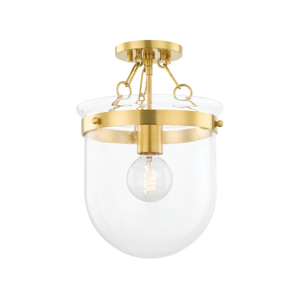 Mitzi by Hudson Valley H763601-AGB 1 Light Semi Flush in Aged Brass