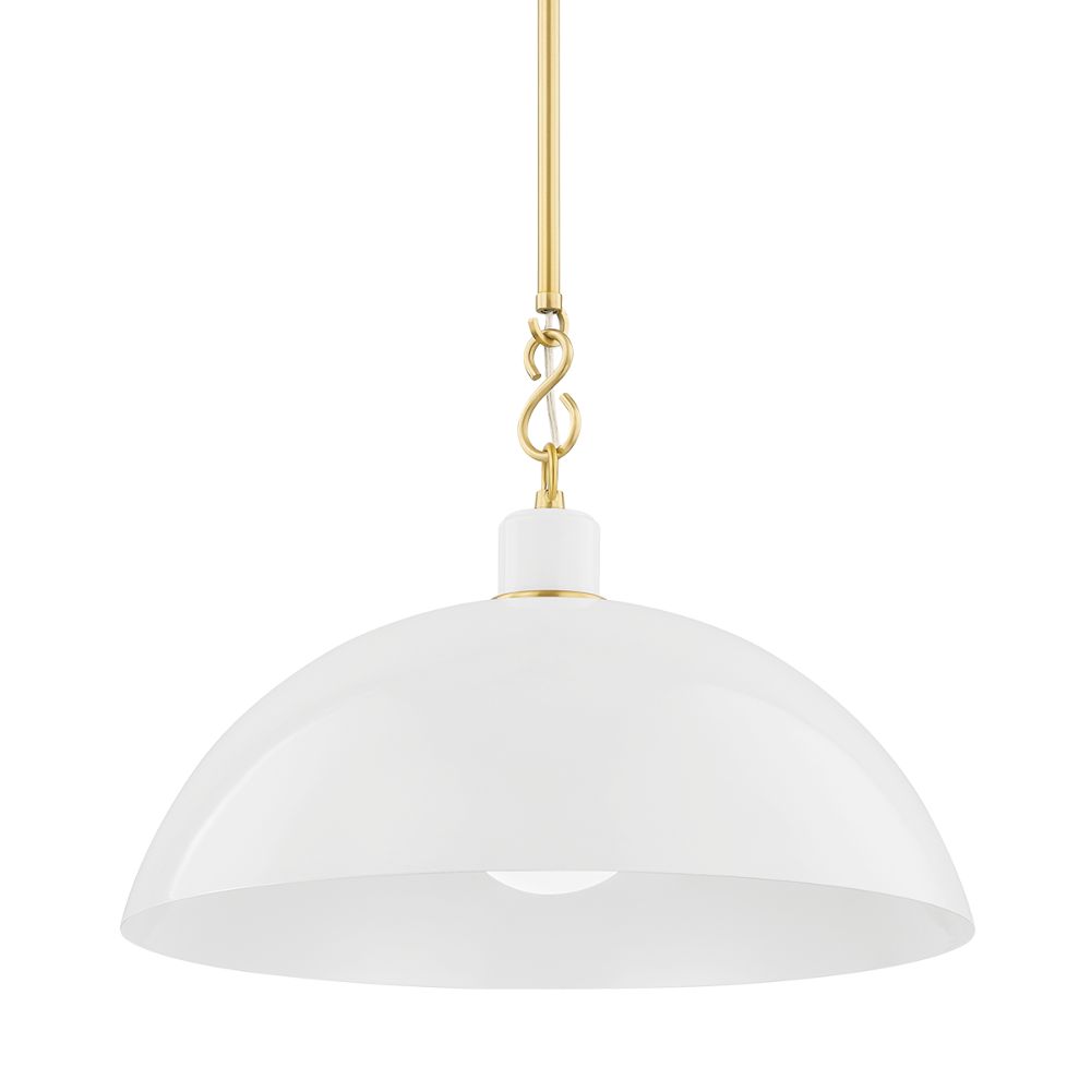 Mitzi H769701L-AGB/GWH Camille 1 Light Pendant in Aged Brass