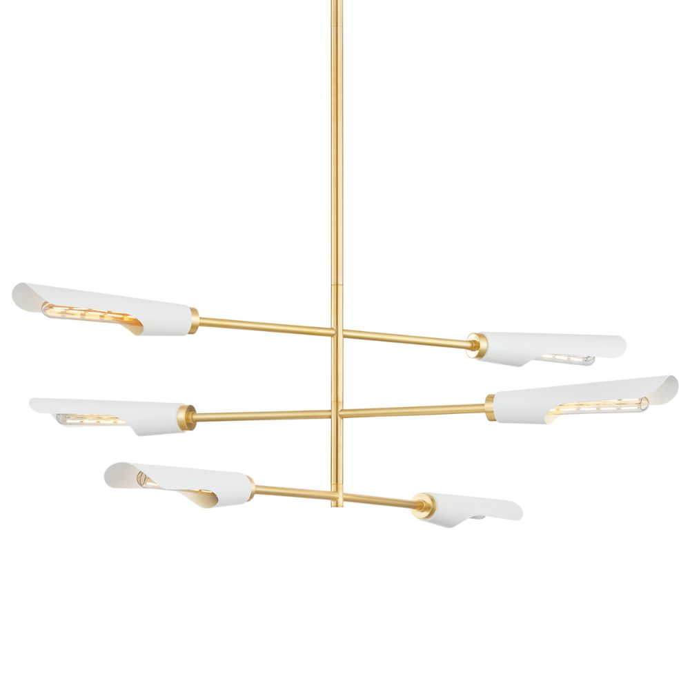 Mitzi by Hudson Valley H828806-AGB/SWH Harperrose Chandelier in Aged Brass/soft White