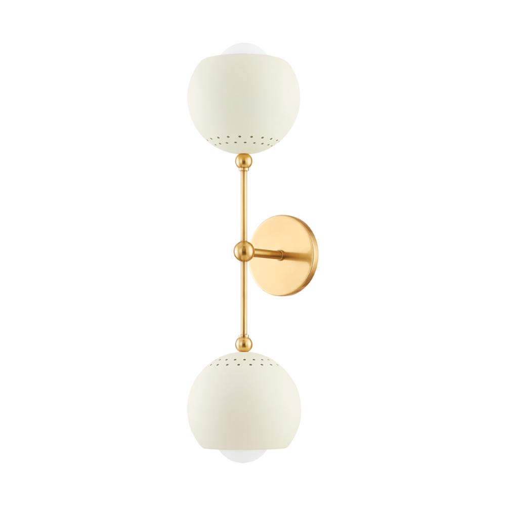Mitzi by Hudson Valley H832102-AGB/SCR Saylor Wall Sconce in Aged Brass/soft Cream