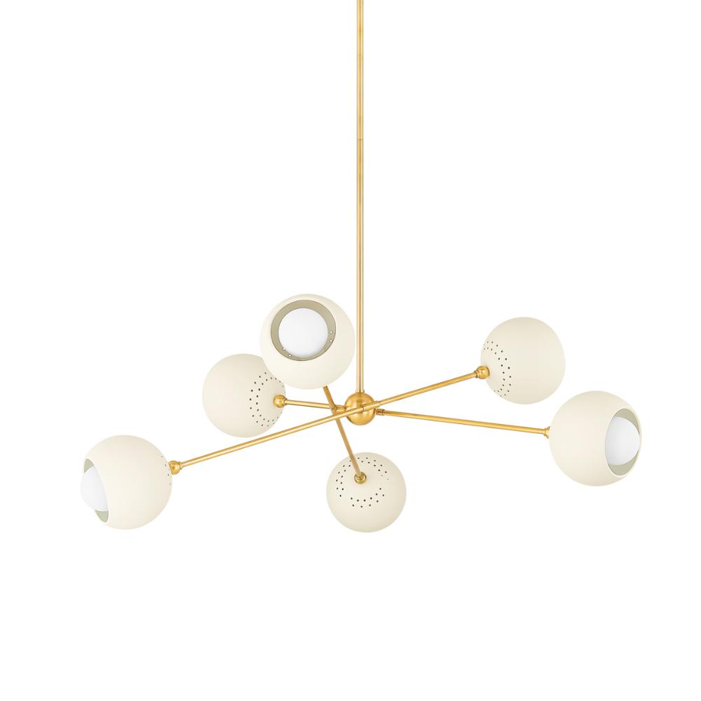 Mitzi by Hudson Valley H832806-AGB/SCR Saylor Chandelier in Aged Brass/soft Cream