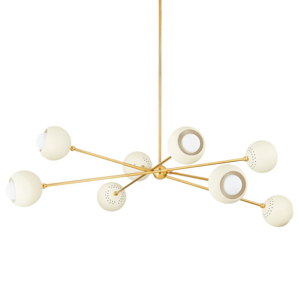 Mitzi by Hudson Valley H832808-AGB/SCR Saylor Chandelier in Aged Brass/soft Cream