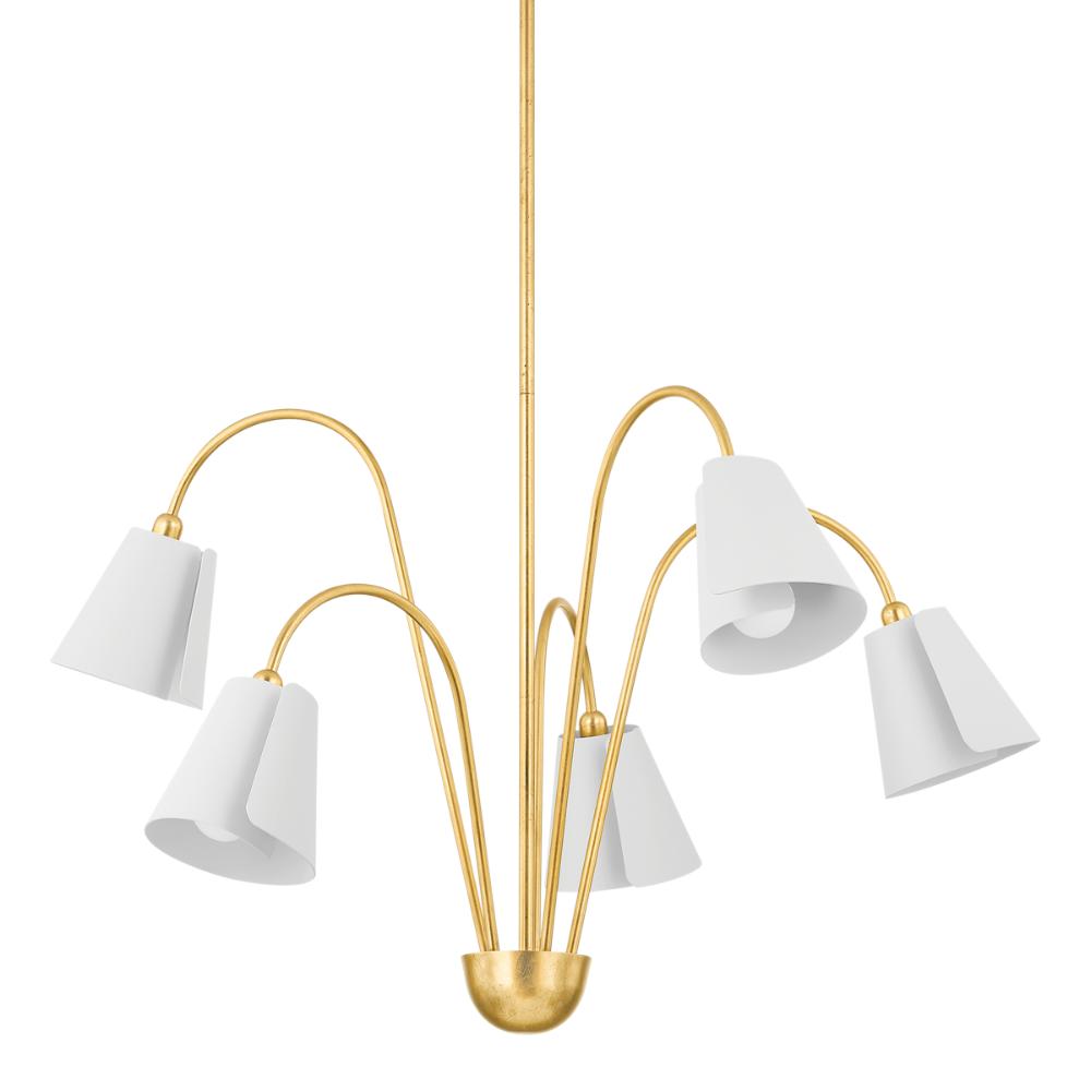 Mitzi by Hudson Valley H852805-GL/TWH Lila Chandelier in Gold Leaf/textured On White Combo