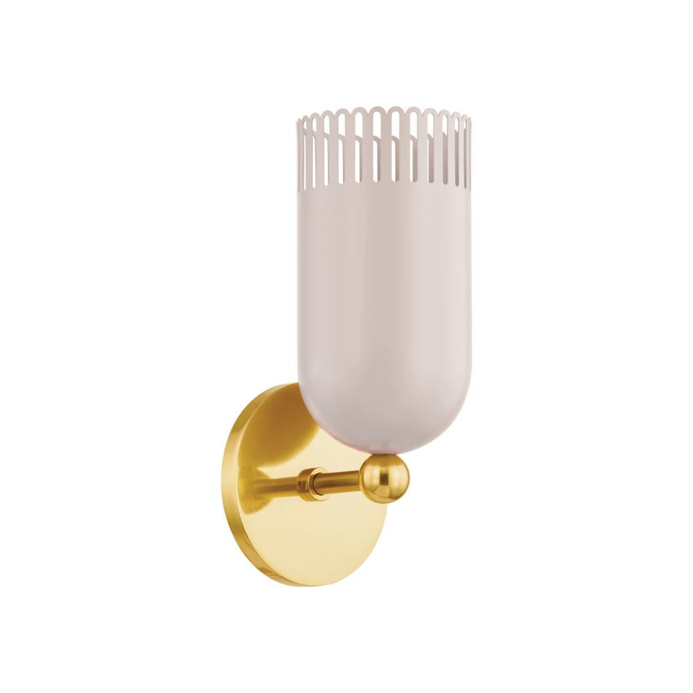 Mitzi by Hudson Valley H884101-AGB/SPG Liba Wall Sconce in Aged Brass/soft Peignoir