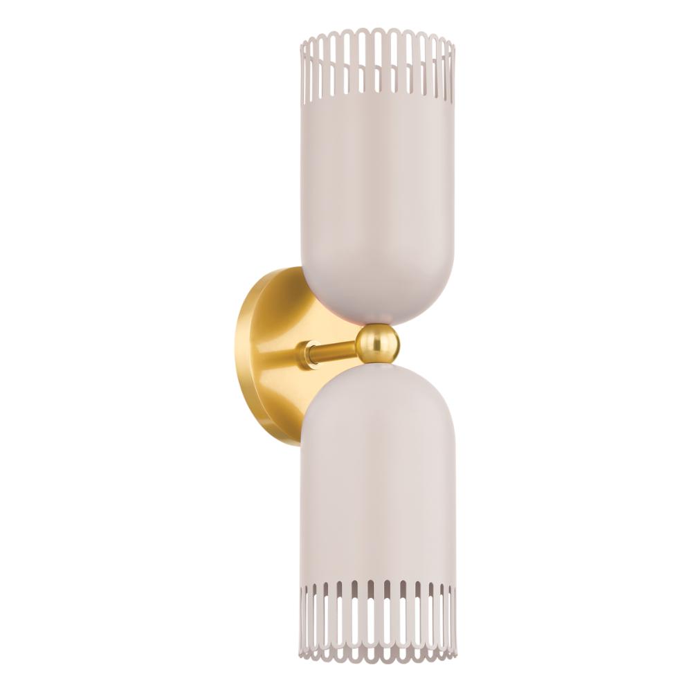 Mitzi by Hudson Valley H884102-AGB/SPG Liba Wall Sconce in Aged Brass/soft Peignoir