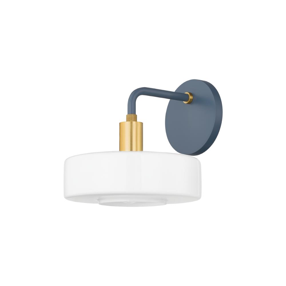 Mitzi by Hudson Valley H886101-AGB/SBL Aston Wall Sconce in Aged Brass/slate Blue