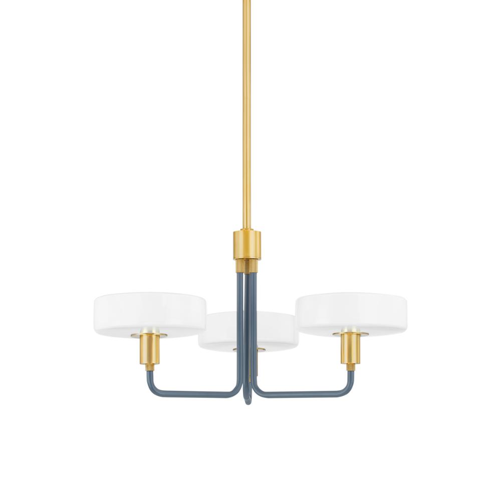 Mitzi by Hudson Valley H886803-AGB/SBL Aston Chandelier in Aged Brass/slate Blue