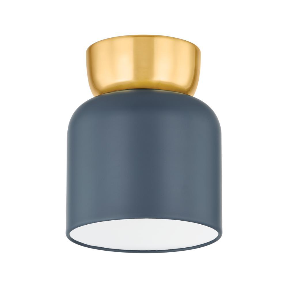 Mitzi by Hudson Valley H890501S-AGB/SBL Batya Flush Mount in Aged Brass/slate Blue