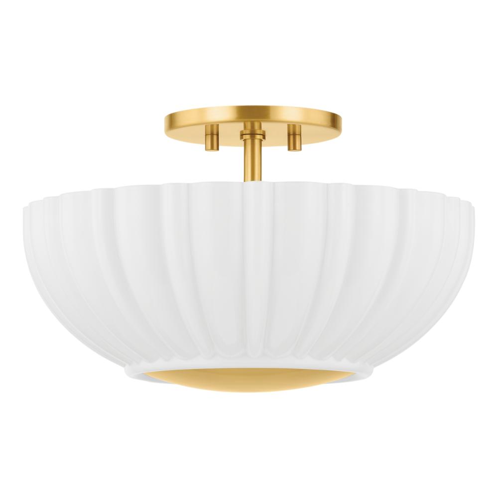 Mitzi by Hudson Valley H966502-AGB Anne Flush Mount in Aged Brass