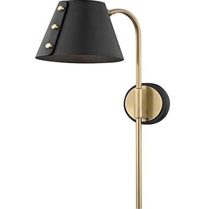 Mitzi by Hudson Valley Lighting HL174201-AGB/BK META 1 Light Wall Sconce With Plug