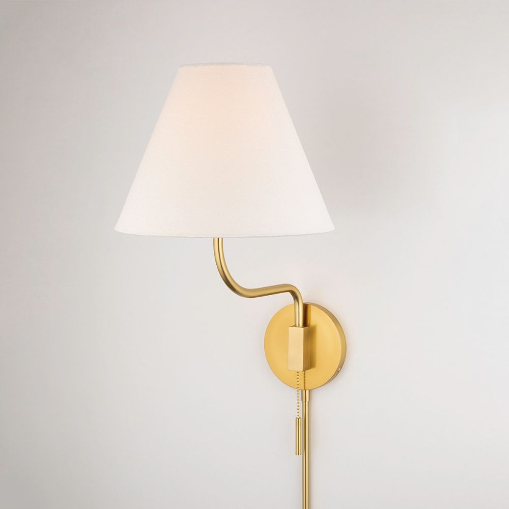 Mitzi by Hudson Valley HL240101-AGB Patti 1 Light Wall Sconce With Plug in Aged Brass