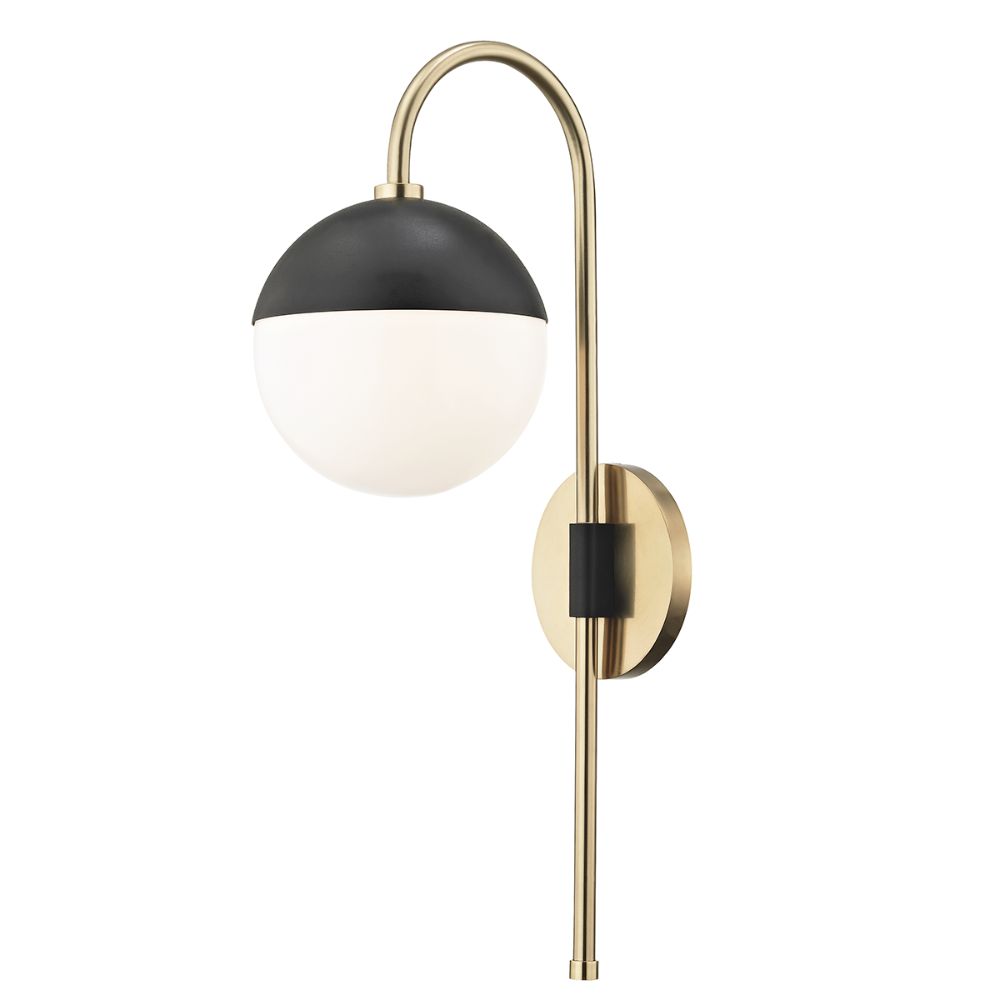 Mitzi by Hudson Valley HL249101-AGB/BK Renee 1 Light Wall Sconce With Plug in Aged Brass/Black