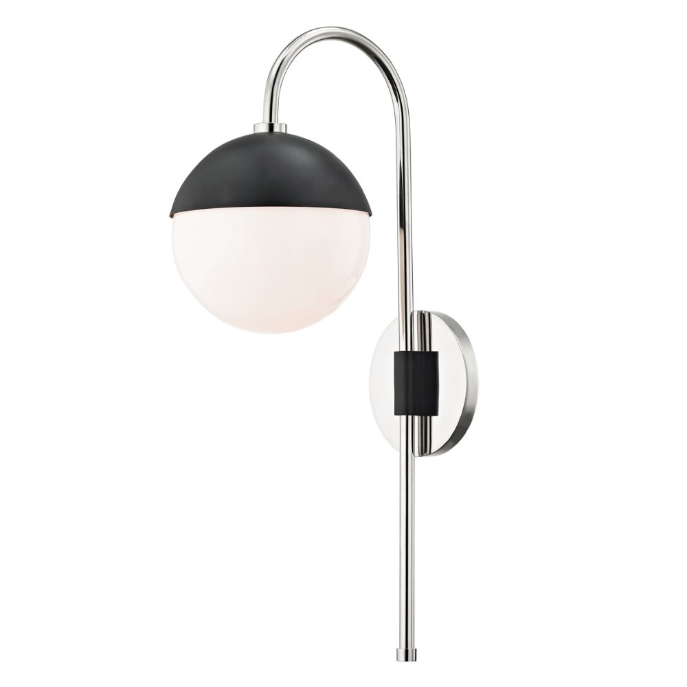 Mitzi by Hudson Valley HL249101-PN/BK Renee 1 Light Wall Sconce With Plug in Polished Nickel/Black