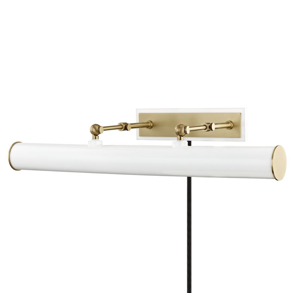 Mitzi by Hudson Valley HL263203-AGB/WH Holly 3 Light Picture Light in Aged Brass/White