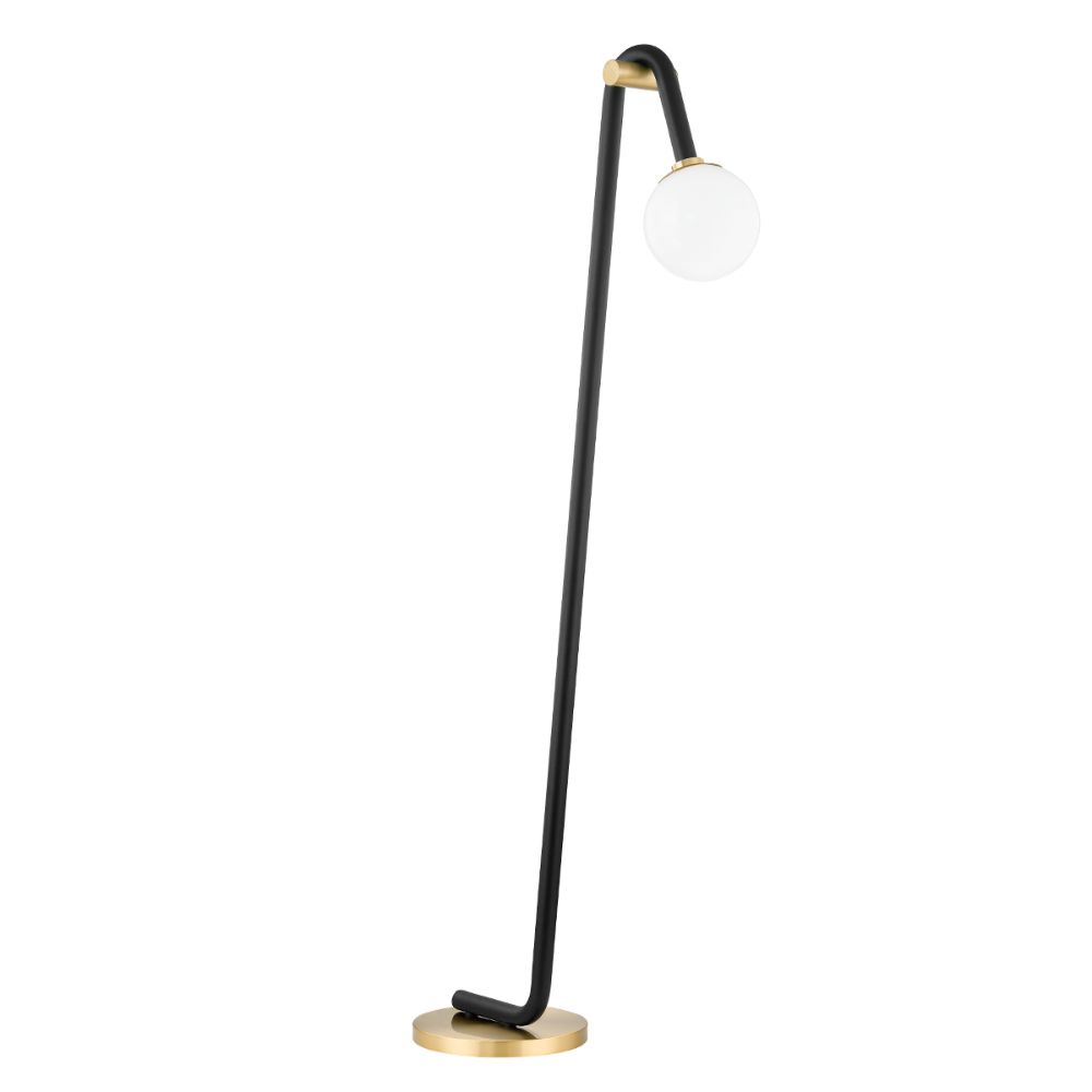Mitzi by Hudson Valley Lighting HL382401-AGB/BK Wilt 1 Light Floor Lamp in Aged Brass / Black with Opal Glossy Shade