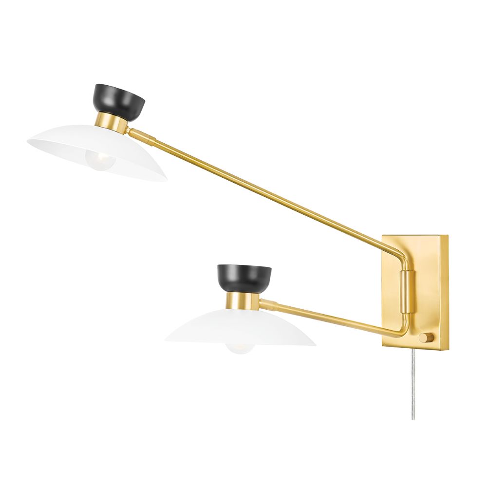 Mitzi by Hudson Valley Lighting HL481202 2 Light Wall Sconce Plug In in Aged Brass