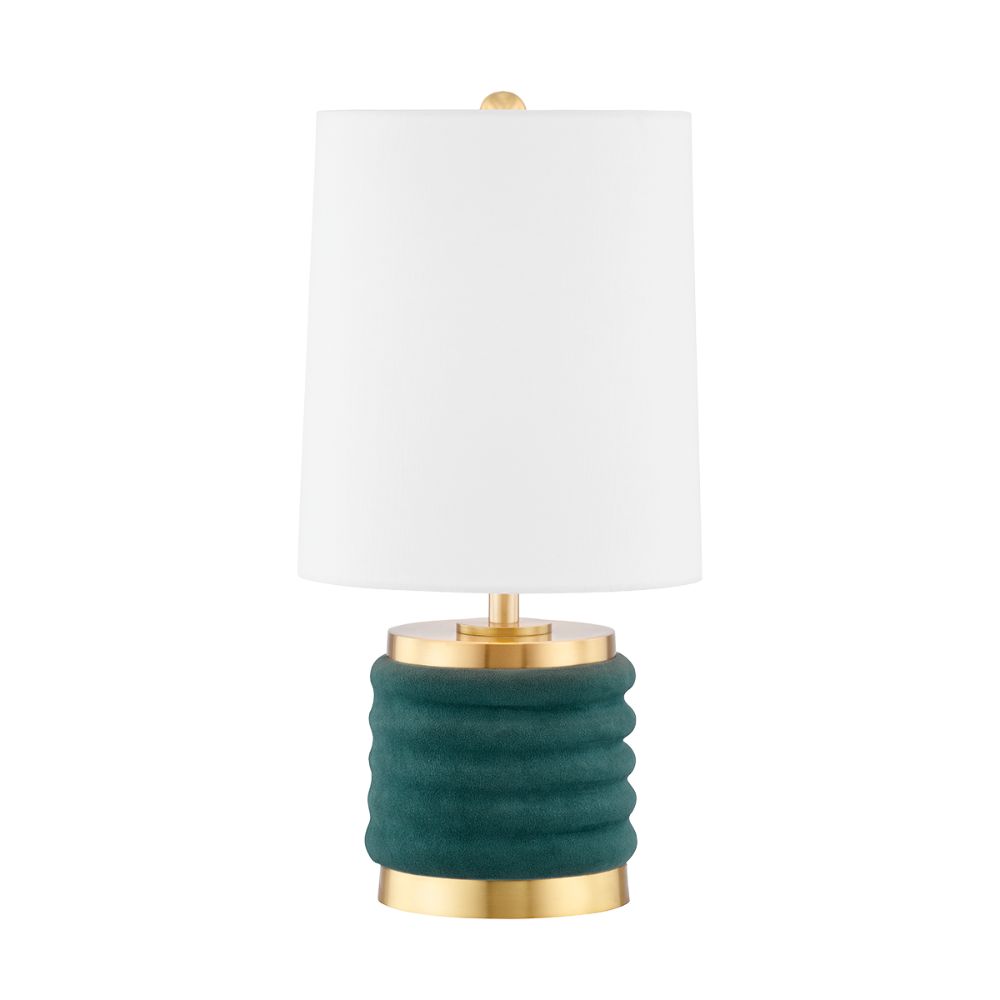 Mitzi by Hudson Valley Lighting HL561201-AGB/DTL 1 Light Table Lamp in Aged Brass/dark Teal Combo