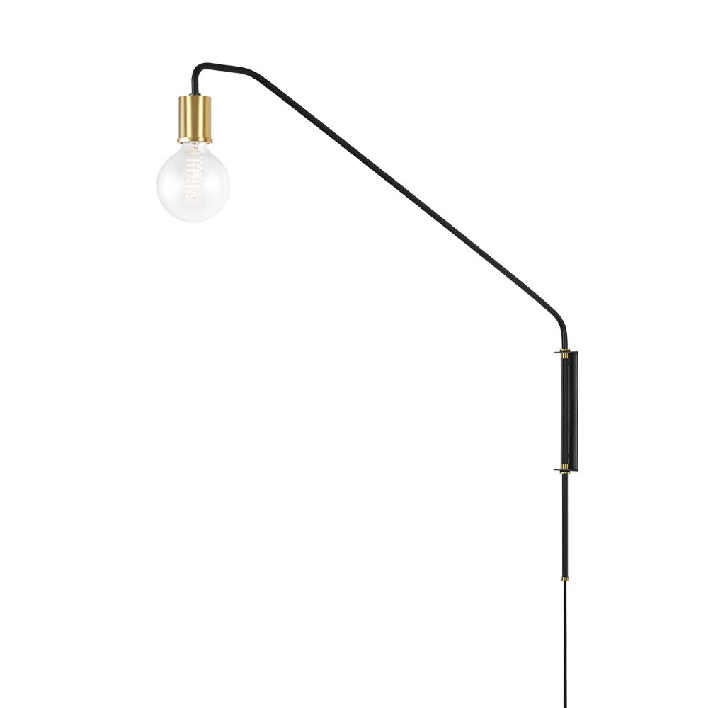 Mitzi by Hudson Valley Lighting HL566201 1 Light Portable Wall Sconce in Aged Brass/Soft Black