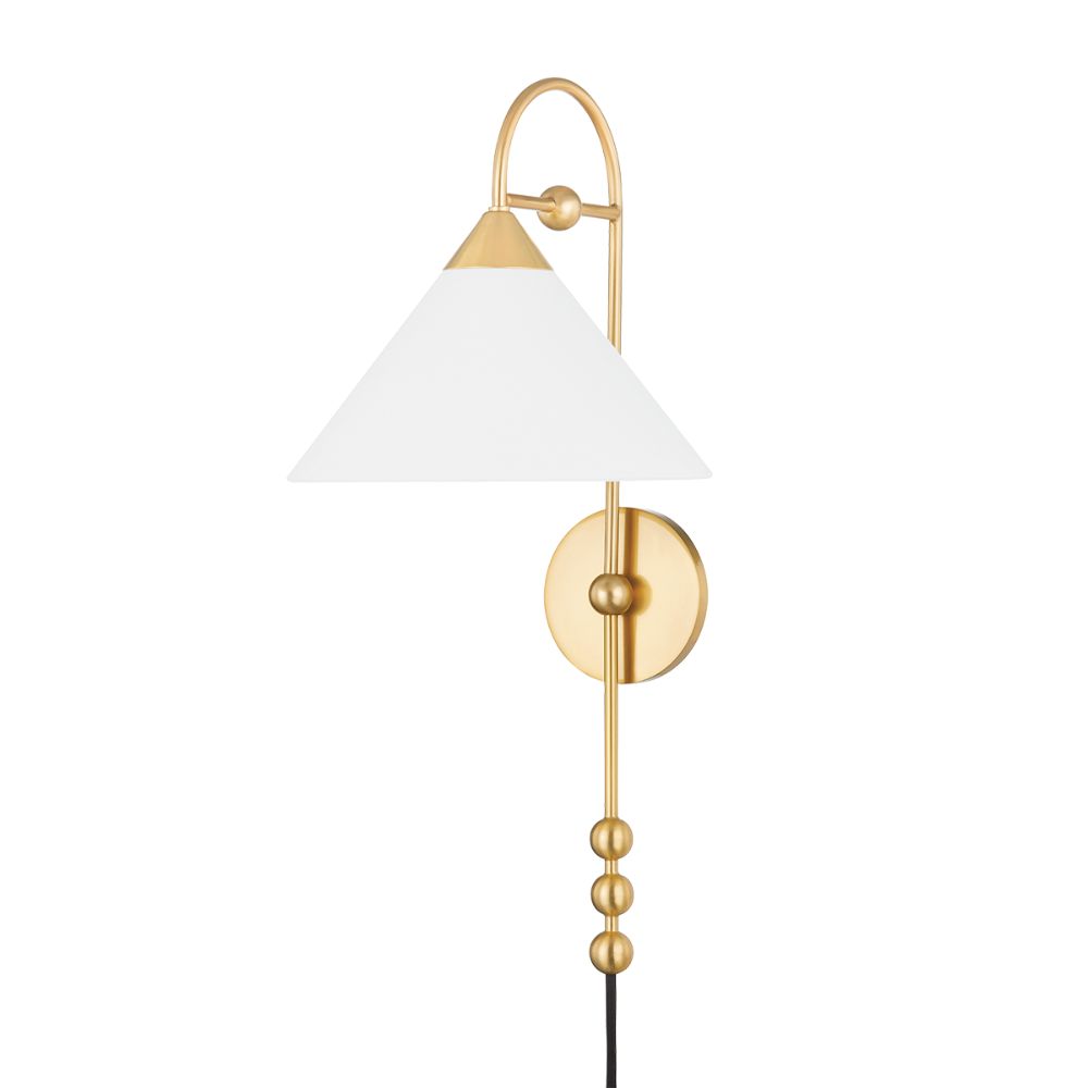 Mitzi by Hudson Valley Lighting HL682201-AGB 1 Light Portable Wall Sconce in Aged Brass