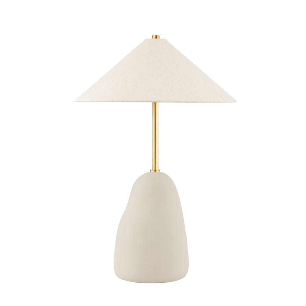 Mitzi by Hudson Valley Lighting HL692201-AGB/CBG Maia 2 Light Table Lamp in Aged Brass/ceramic Textured Beige