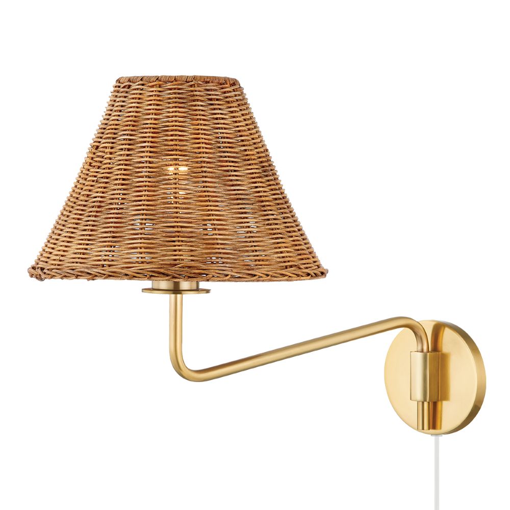 Mitzi by Hudson Valley HL704201-AGB 1 Light Portable Wall Sconce in Aged Brass