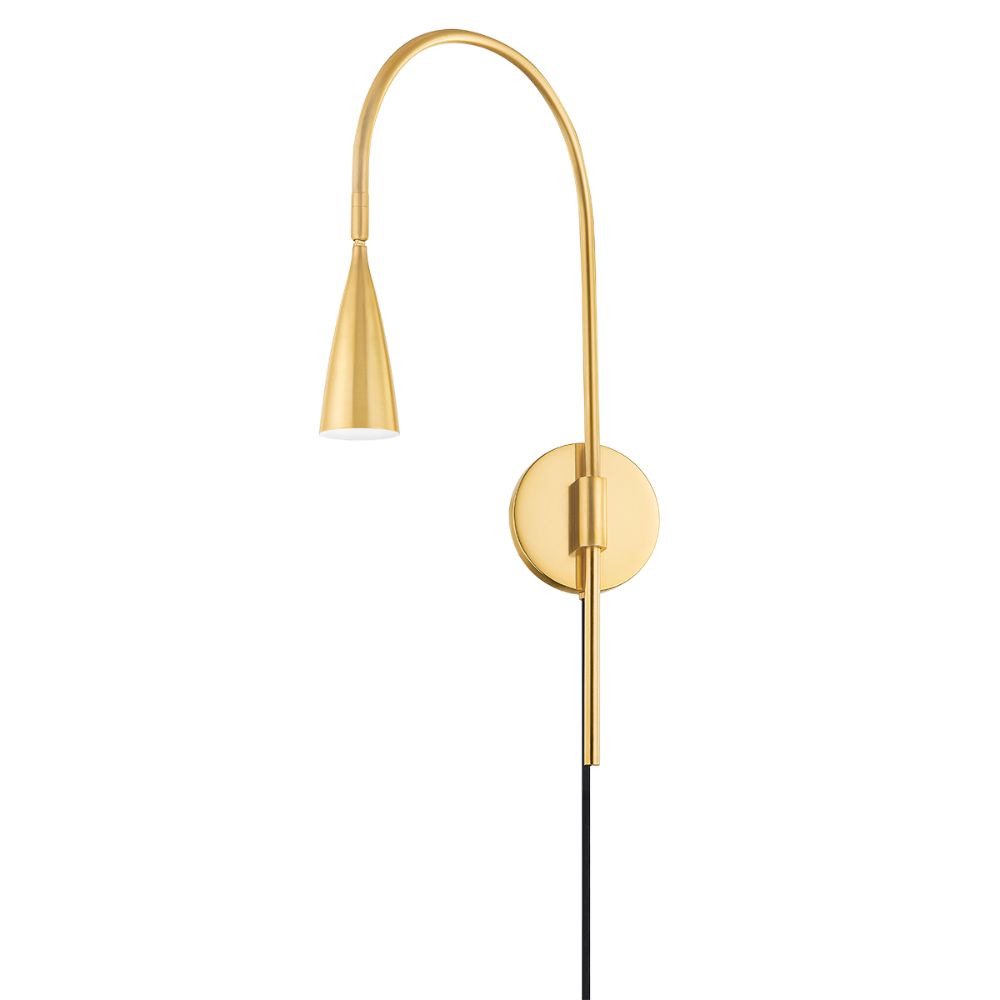 Mitzi by Hudson Valley HL811201-AGB 1 Light Portable Sconce in Aged Brass