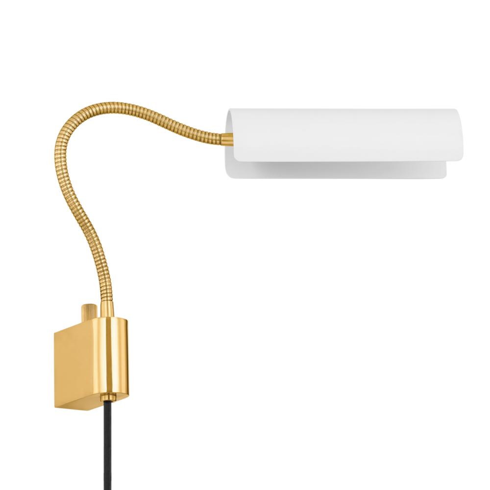 Mitzi by Hudson Valley HL842101-AGB/SWH Cassandra Plug-in Sconce in Aged Brass/soft White