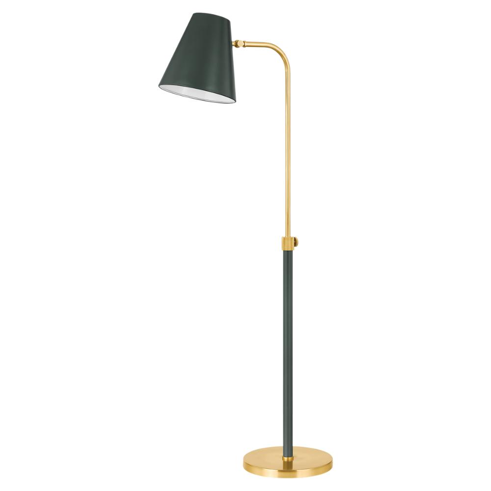 Mitzi by Hudson Valley HL891401-AGB/SSG Georgann Floor Lamp in Aged Brass/soft Studio Green