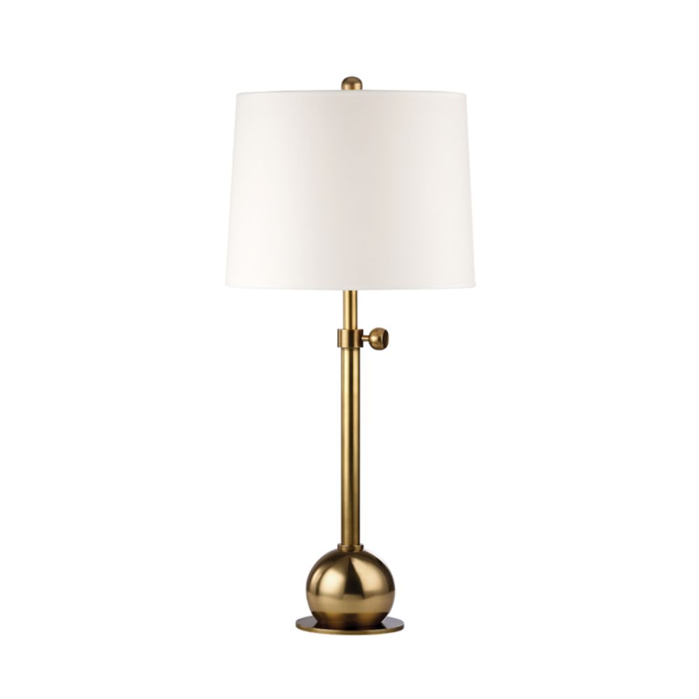 Hudson Valley Lighting L114-VB-WS Marshall 1 Light Adjustable Table Lam in Vintage Brass