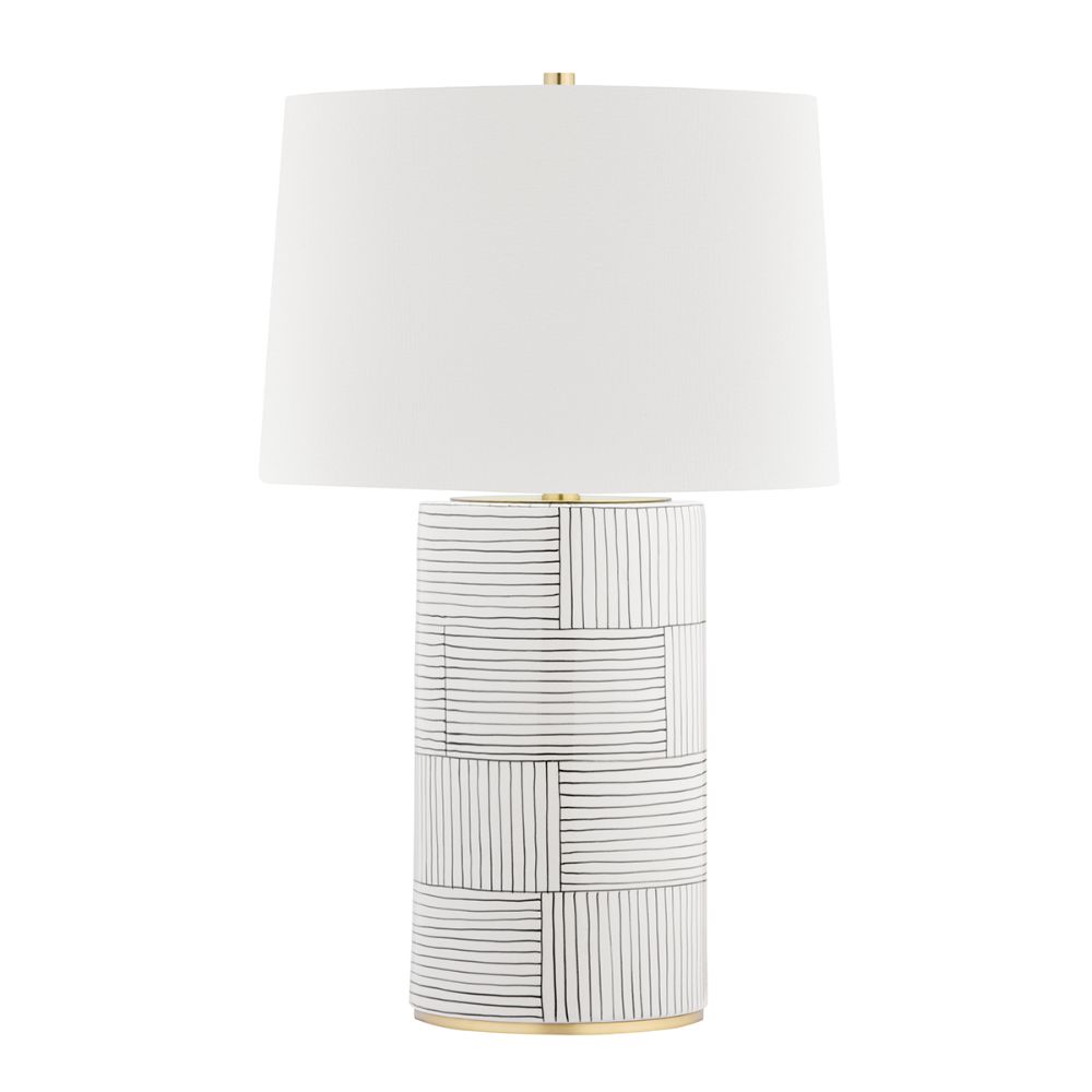 Hudson Valley L1376-AGB/ST Borneo 1 Light Table Lamp in Aged Brass / Stripe Combo
