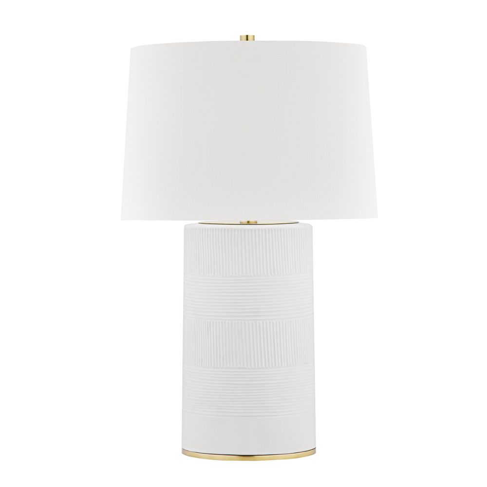 Hudson Valley L1376-AGB/WH Borneo 1 Light Table Lamp in Aged Brass / White