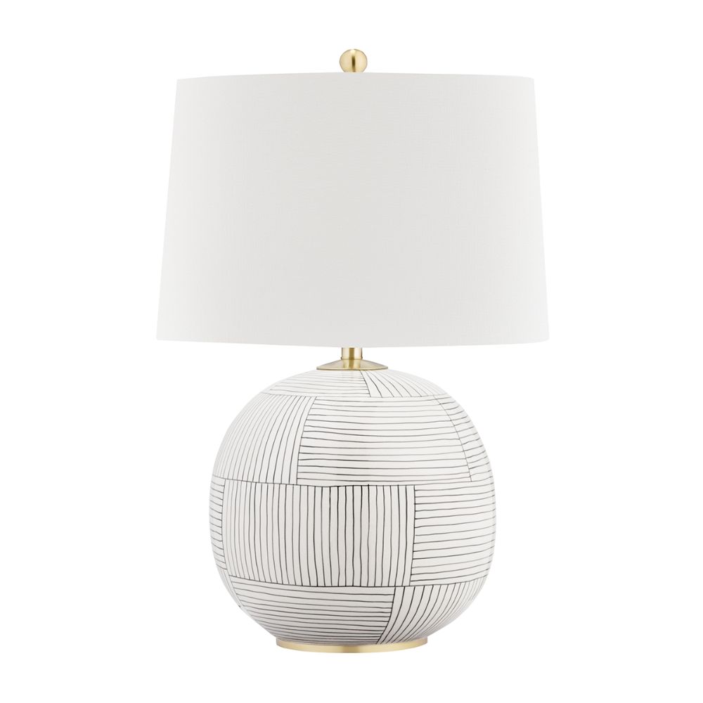 Hudson Valley L1380-AGB/ST Laurel 1 Light Table Lamp in Aged Brass / Stripe Combo