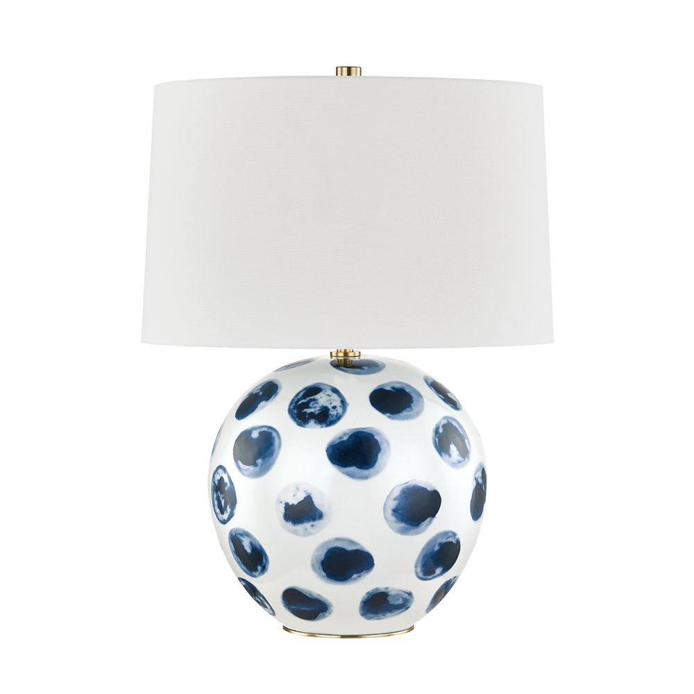 Hudson Valley L1448-WH/BD Blue Point 1 Light Table Lamp in White Bisque / Blue Dots