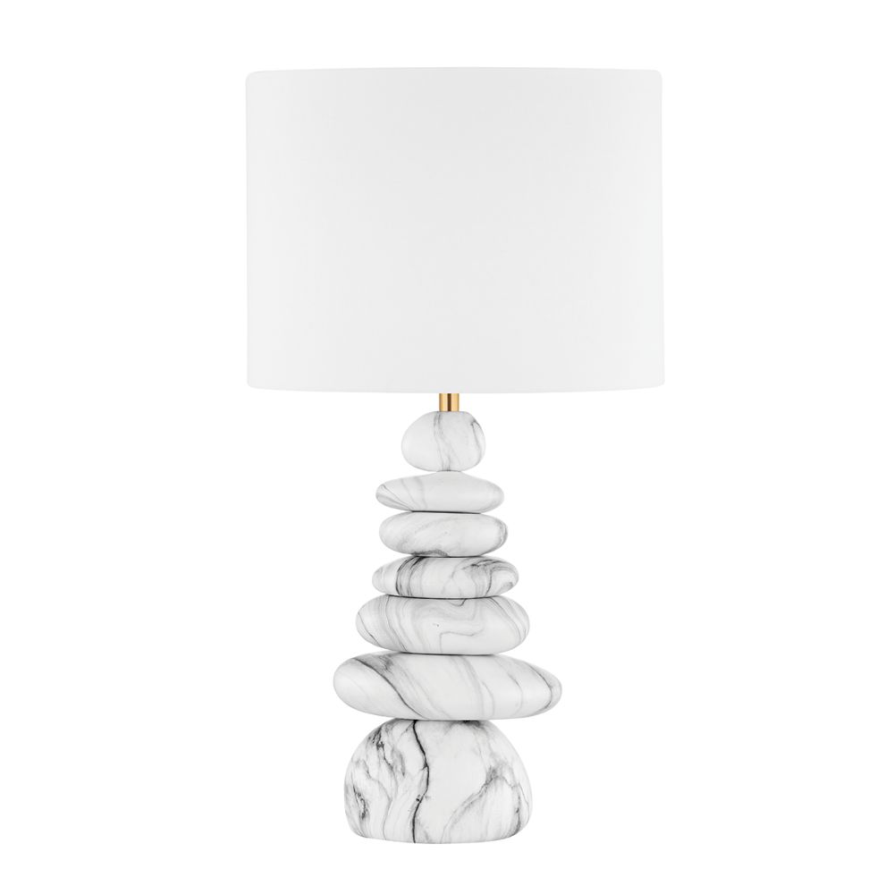 Hudson Valley L1736-AGB/CMG 1 Light Table Lamp in Aged Brass/Ceramic Marbled Gray