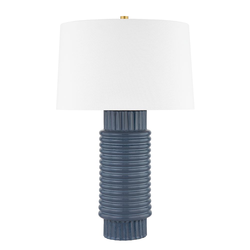 Hudson Valley L1956-AGB/CGR 1 Light Table Lamp in Aged Brass/grey Blue Reactive Ceramic