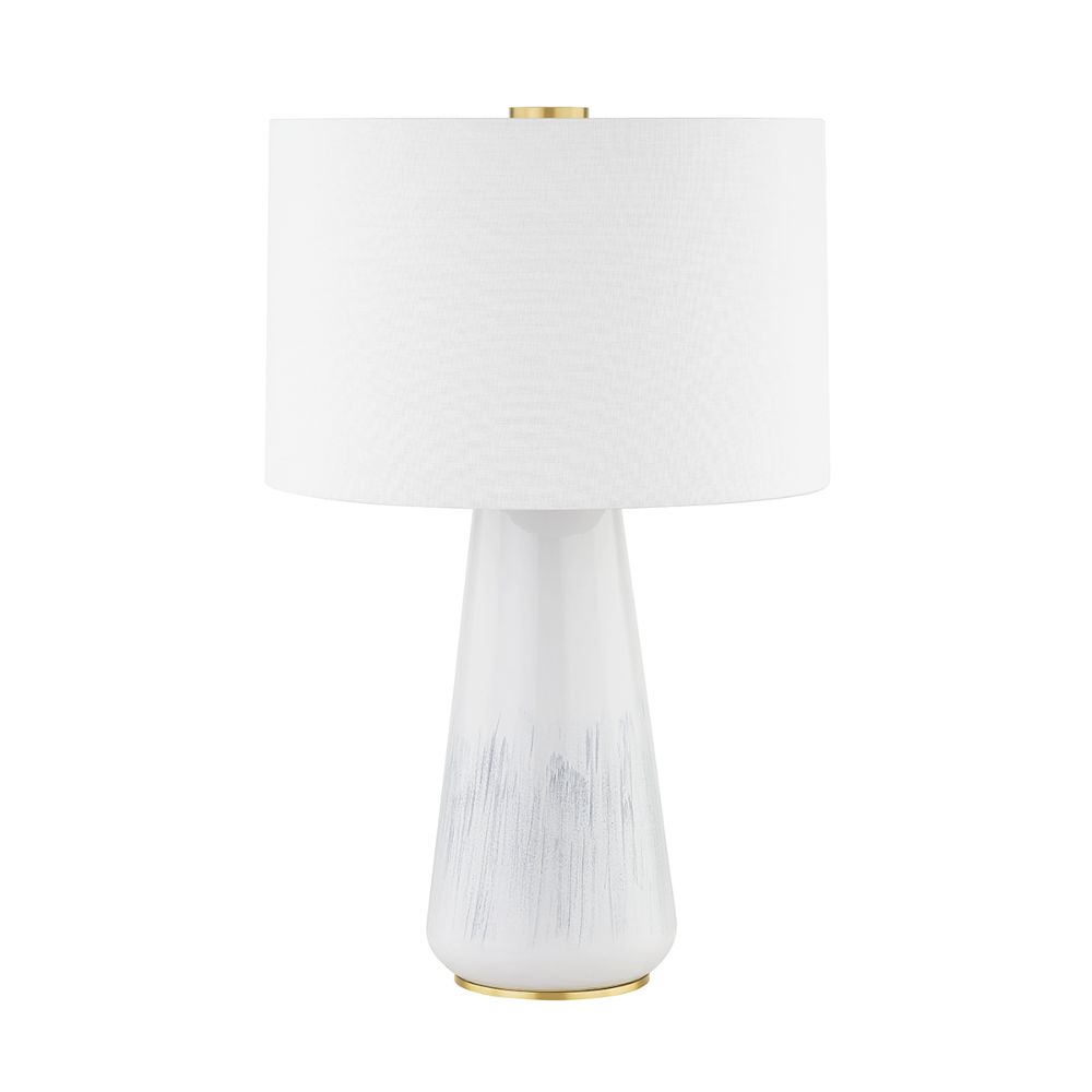 Hudson Valley L1958-AGB/CWA 1 Light Table Lamp in Aged Brass/gloss White Ash Ceramic