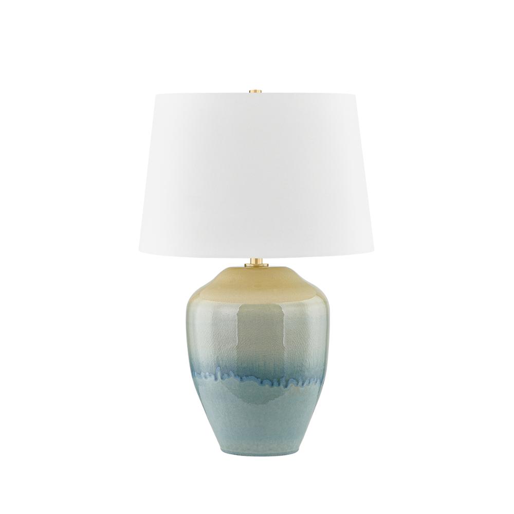 Hudson Valley L6329-AGB/C05 Montville Table Lamp in Aged Brass/ceramic Crackle Emerald Tide