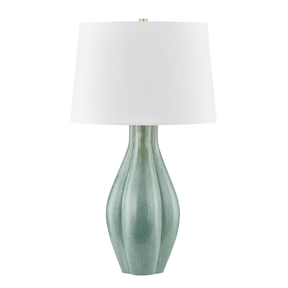 Hudson Valley L7231-AGB/C09 Galloway Table Lamp in Aged Brass/ceramic Moss Ivory