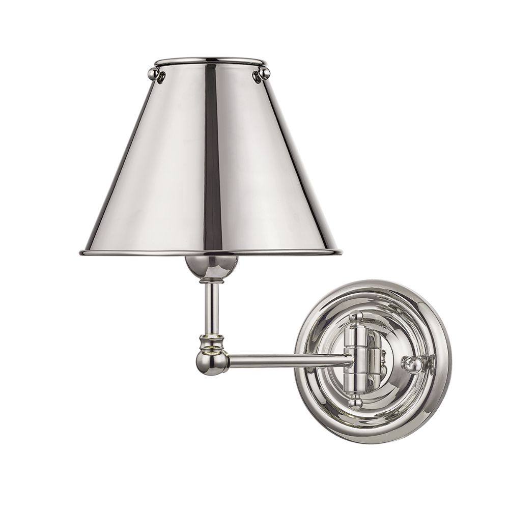 Hudson Valley MDS101-PN-MS 1 Light Wall Sconce W/ Metal Shade