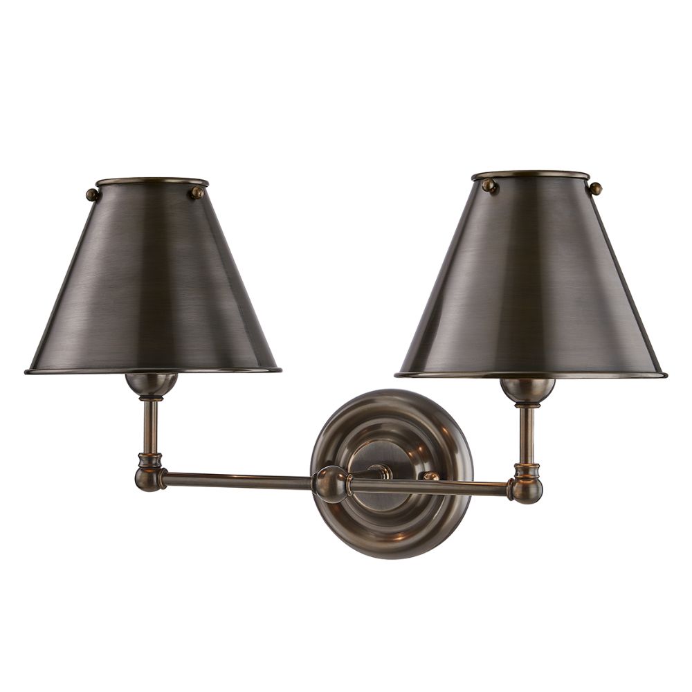 Hudson Valley MDS102-DB-MS 2 Light Wall Sconce W/ Metal Shade