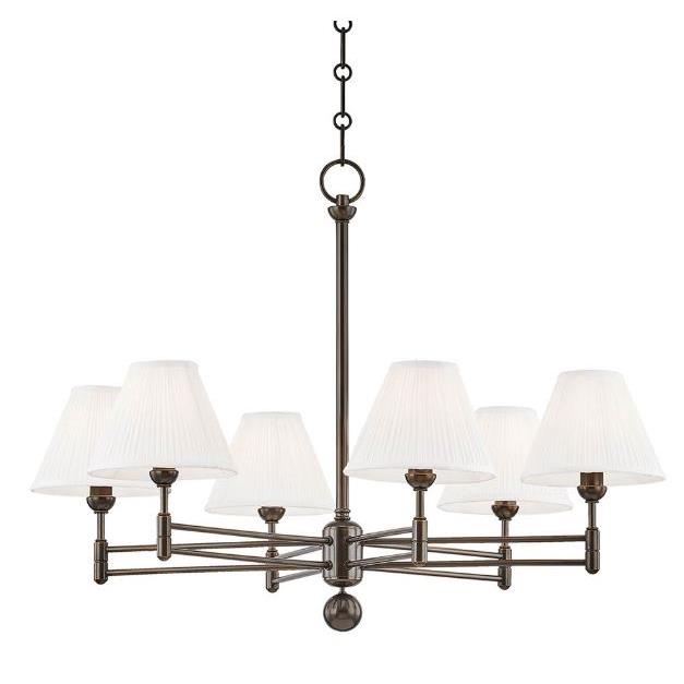 Hudson Valley MDS105-DB-MS Classic No.1 6 Light Chandelier W/ Metal Shade