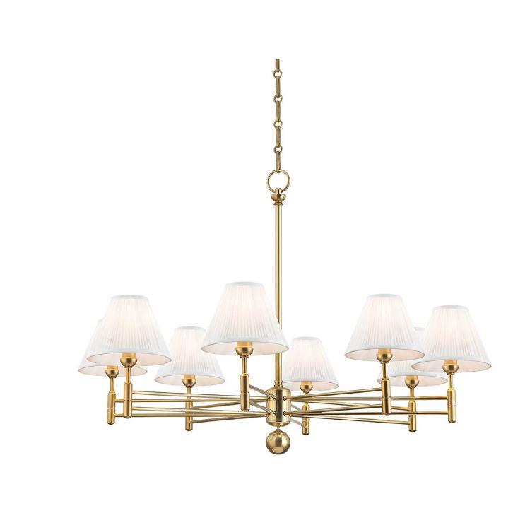 Hudson Valley MDS106-AGB-MS Classic No.1 8 Light Chandelier W/ Metal Shade
