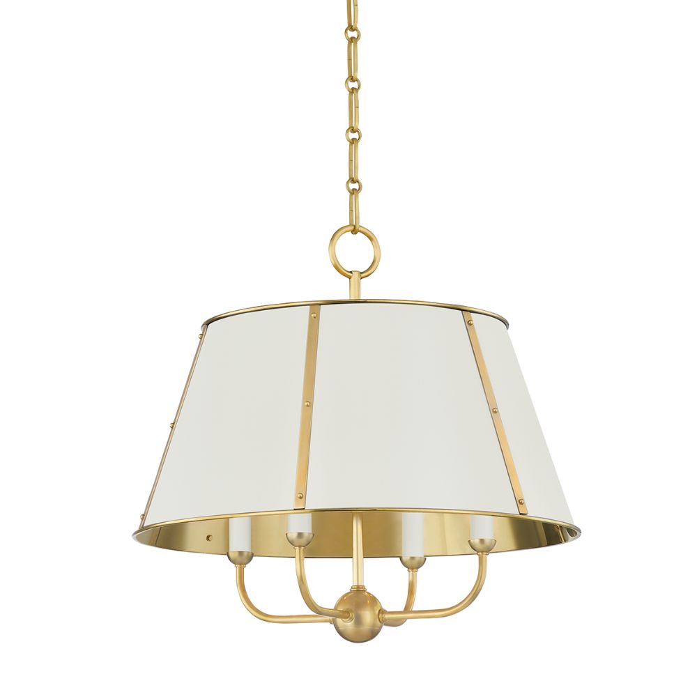 Hudson Valley MDS120-AGB/OW 4 Light Chandelier in Aged Brass/off White