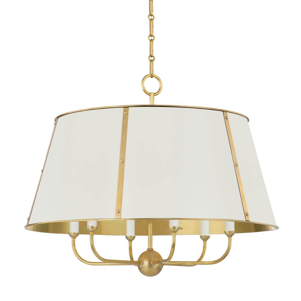 Hudson Valley MDS121-AGB/OW 6 Light Chandelier in Aged Brass/off White