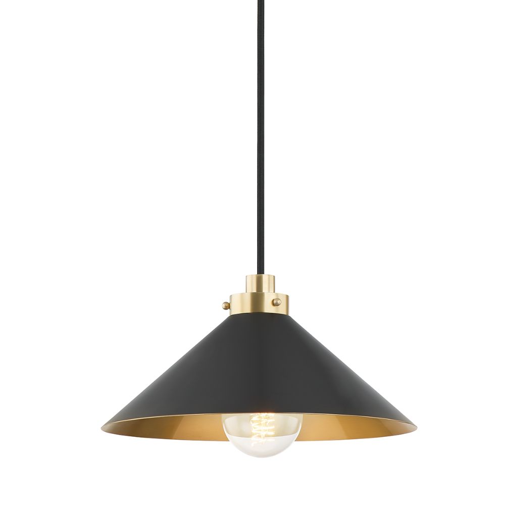 Hudson Valley MDS1401-AGB/DB 1 Light Pendant in Aged Brass