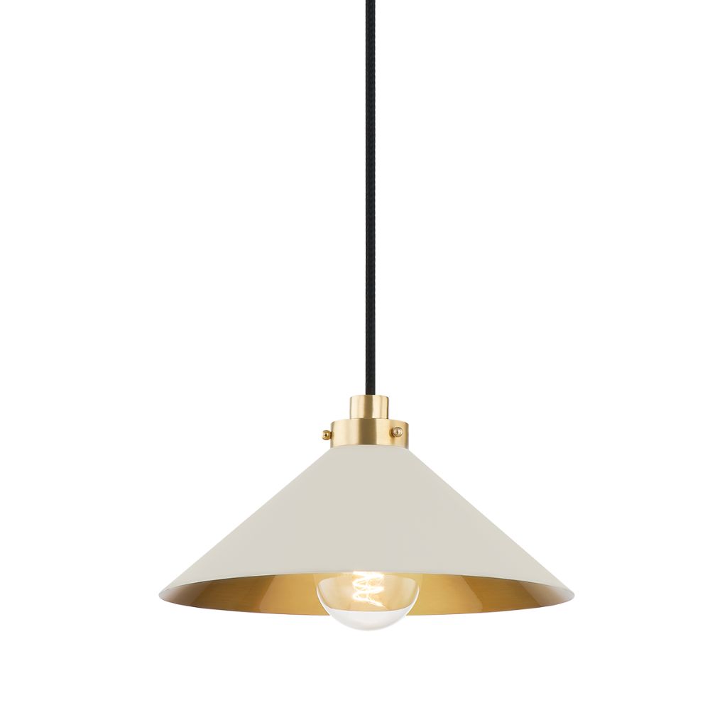 Hudson Valley MDS1401-AGB/OW 1 Light Pendant in Aged Brass